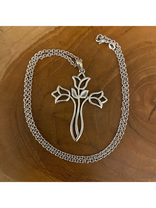 James Avery Jewelry - RETIRED James Avery Tulip Cross 18" Necklace, Sterling Silver